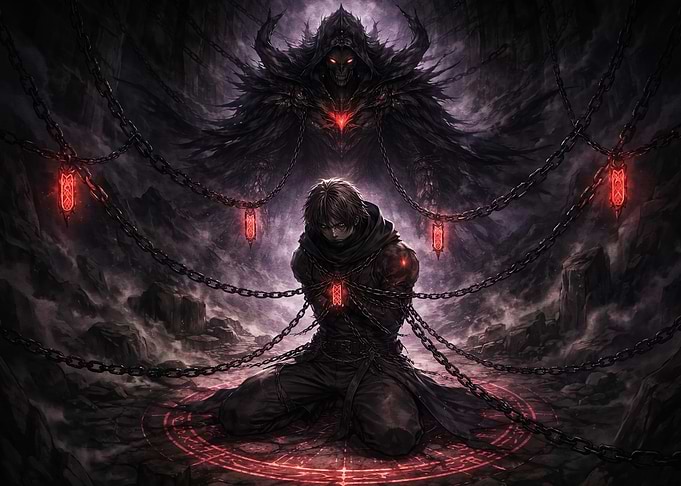 Dark Fantasy Warrior Bound in Chains