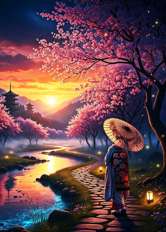 Cherry Blossom Sunset Walk