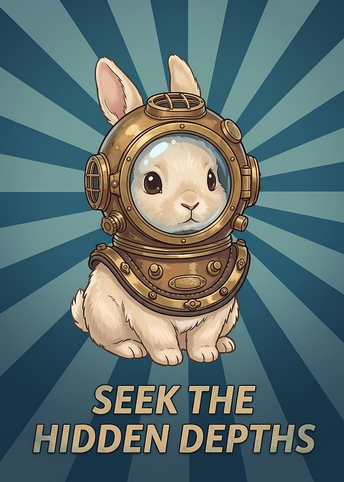 Cute Rabbit in Vintage Diving Helmet