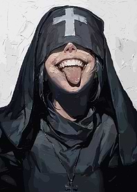 Edgy Nun Portrait with Cross