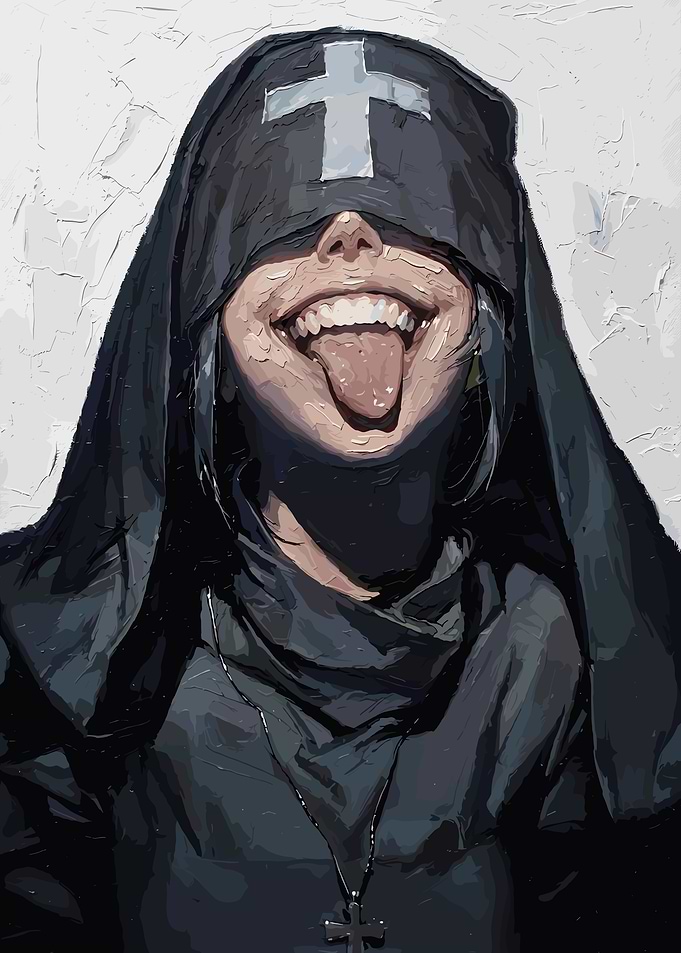 Edgy Nun Portrait with Cross