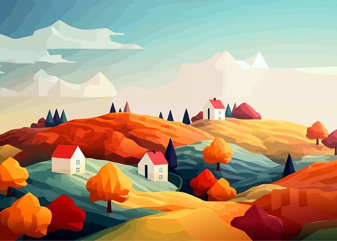 Autumn Landscape with Houses