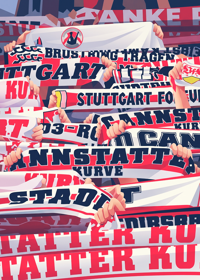 VfB Stuttgart Football Fan Scarf Crowd
