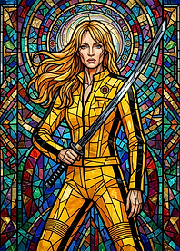 The Bride Kill Bill Stained Glass Portrait