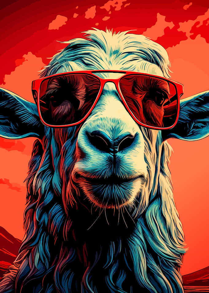 Cool Goat Wearing Red Sunglasses