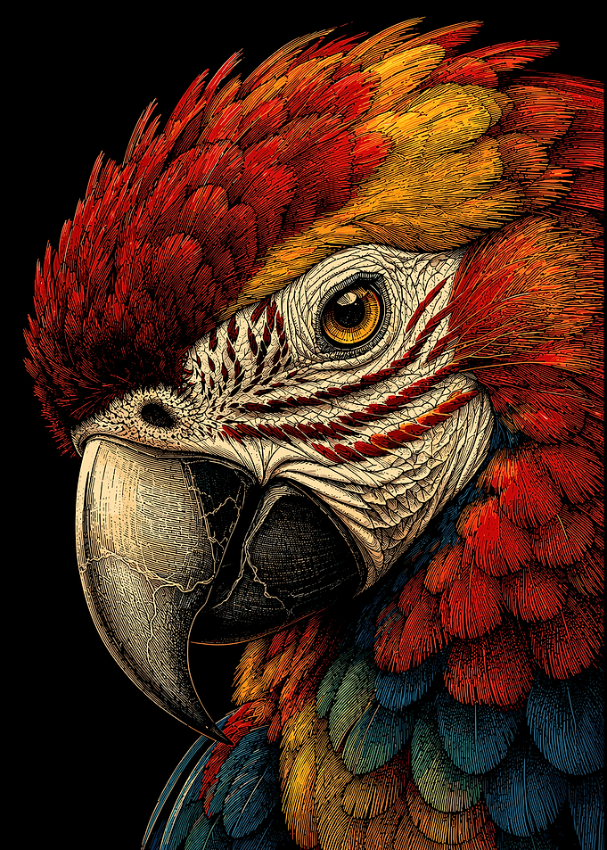Detailed Macaw Parrot Portrait