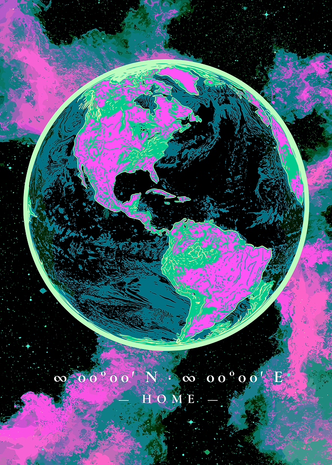 Neon Earth Space Poster