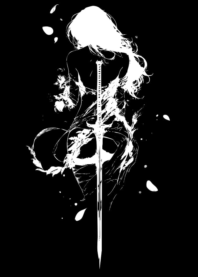 Silhouette of a Warrior with Sword