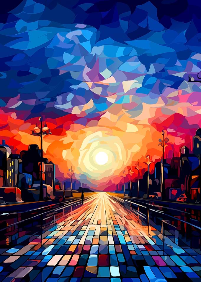 Vibrant Abstract City Sunset