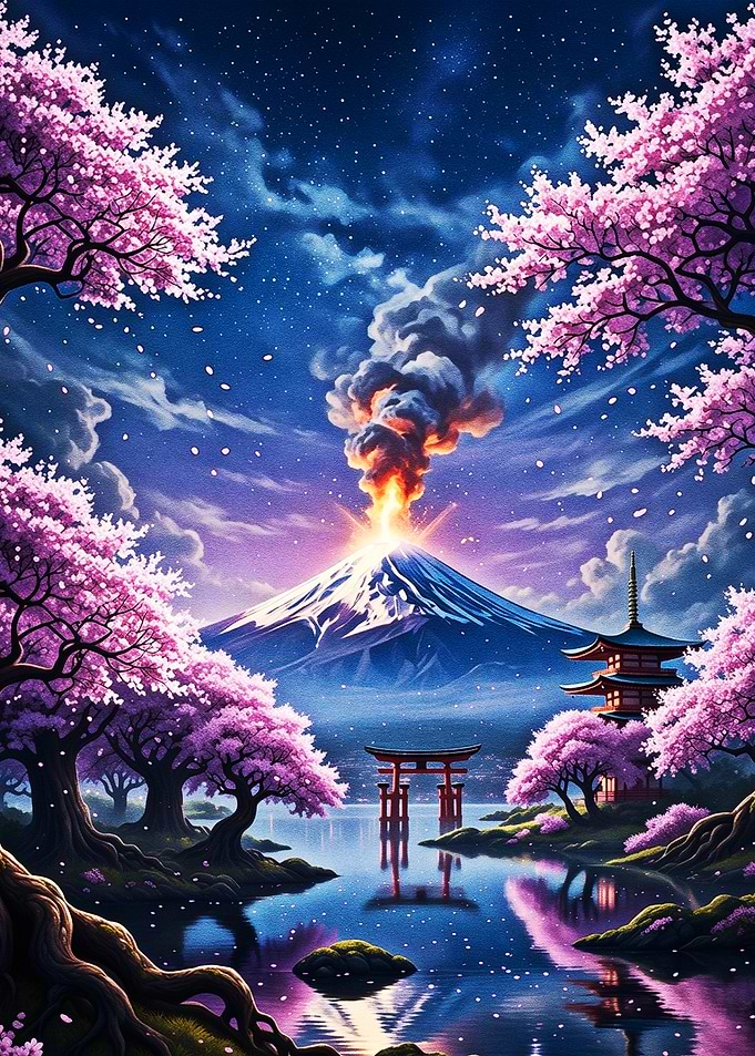 Mystical Mount Fuji Under the Stars