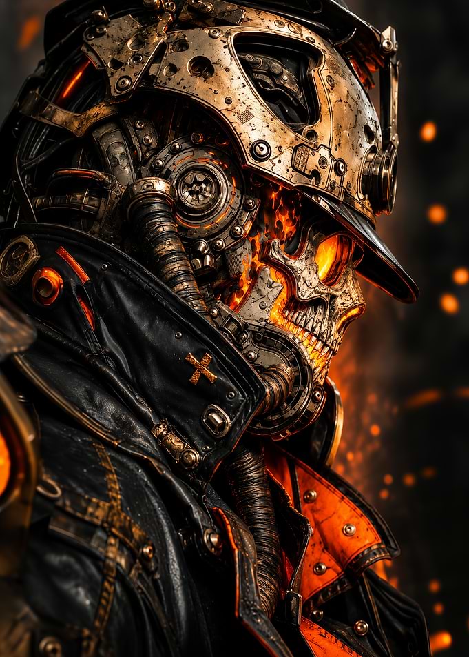 Steampunk Cyborg Skull Warrior