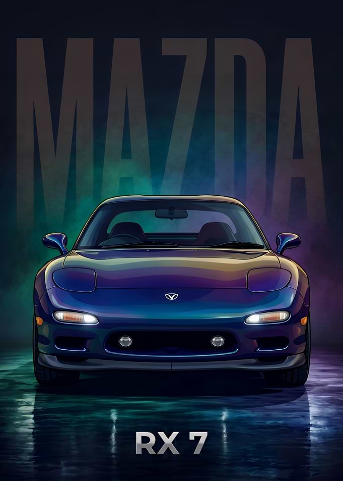Mazda RX-7 Digital Art Poster
