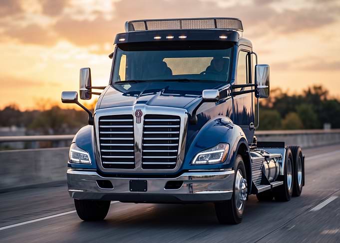 Blue Kenworth Semi Truck on Highway
