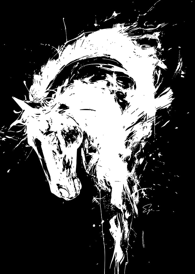 Abstract Ink Splatter Horse Portrait