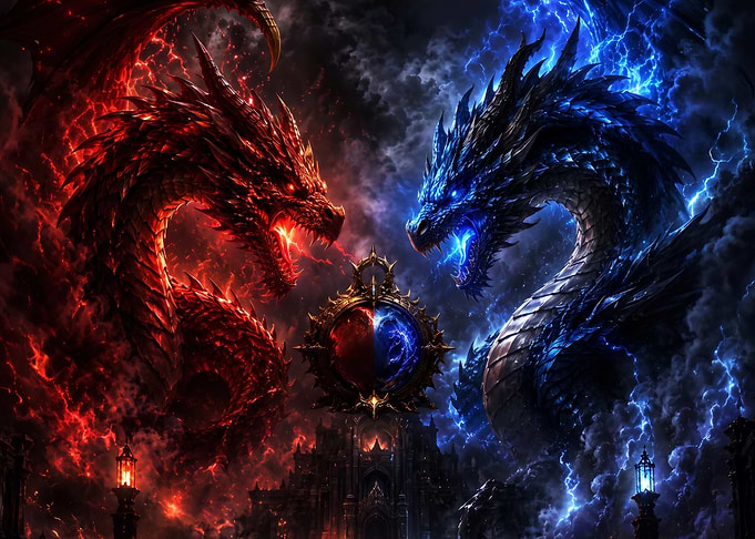 Epic Clash of Fire and Ice Dragons