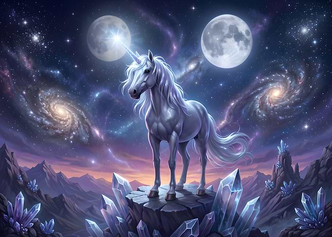 Majestic Unicorn in Cosmic Landscape