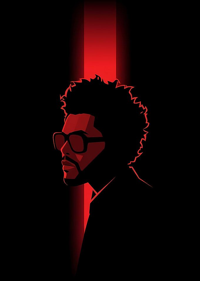 The Weeknd Minimalist Red Portrait