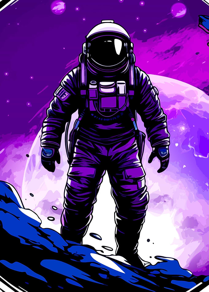 Astronaut Standing on Alien Planet