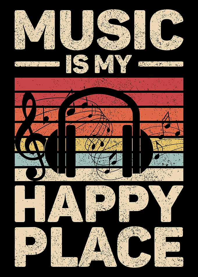 Music Is My Happy Place Retro Design