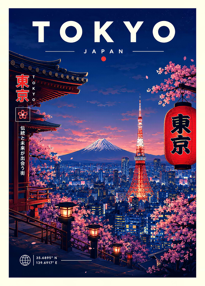 Tokyo Japan Travel Poster
