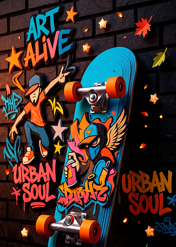 Urban Soul Graffiti Skateboard Art