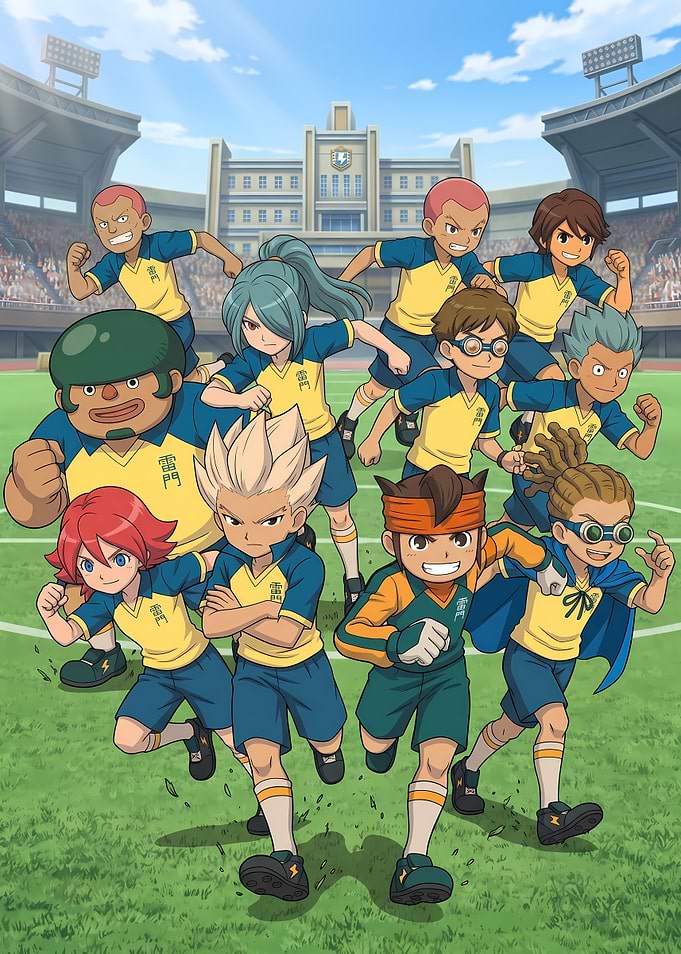 Inazuma Eleven Team Running on Field