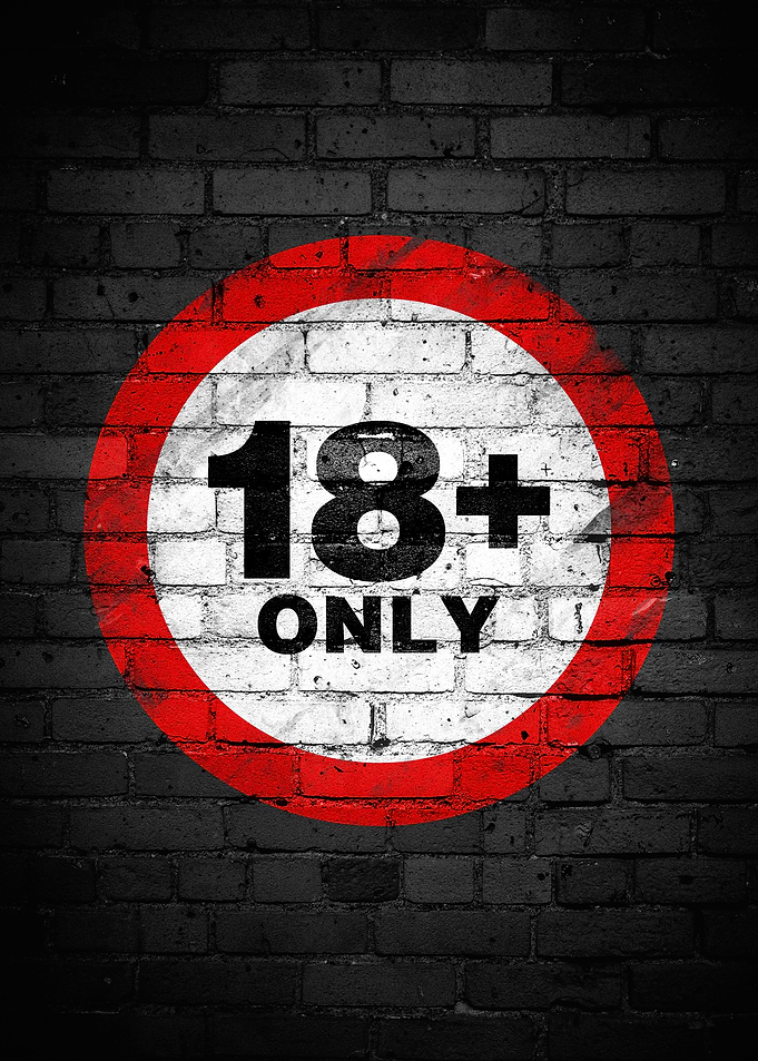 18+ Only Warning Sign