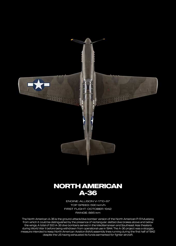 North American A-36 Apache Technical Poster