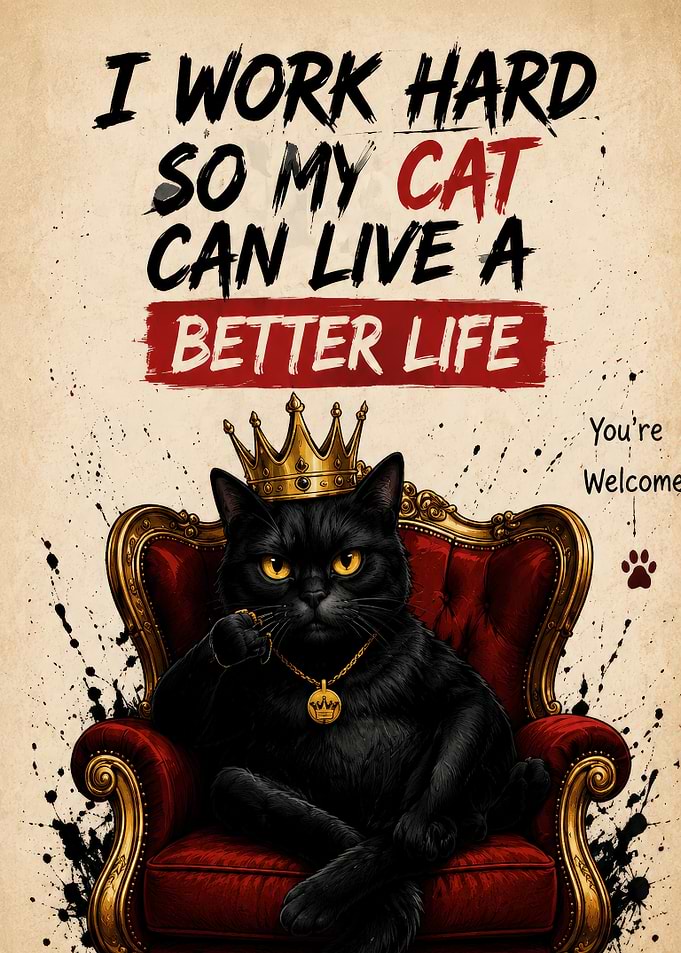 King Cat on Throne Poster