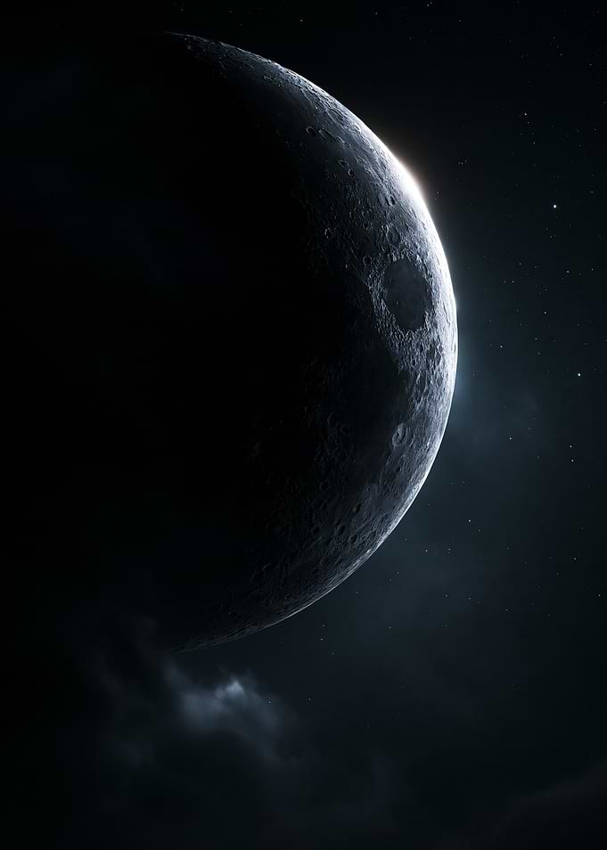 Crescent Moon in Dark Space