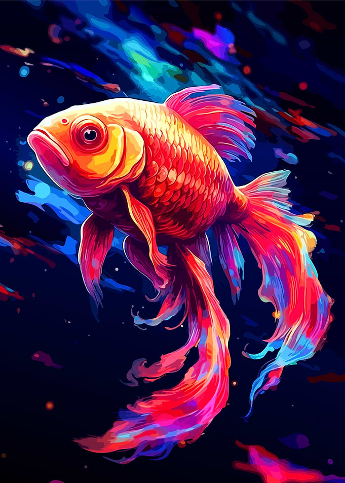 Vibrant Abstract Goldfish Illustration
