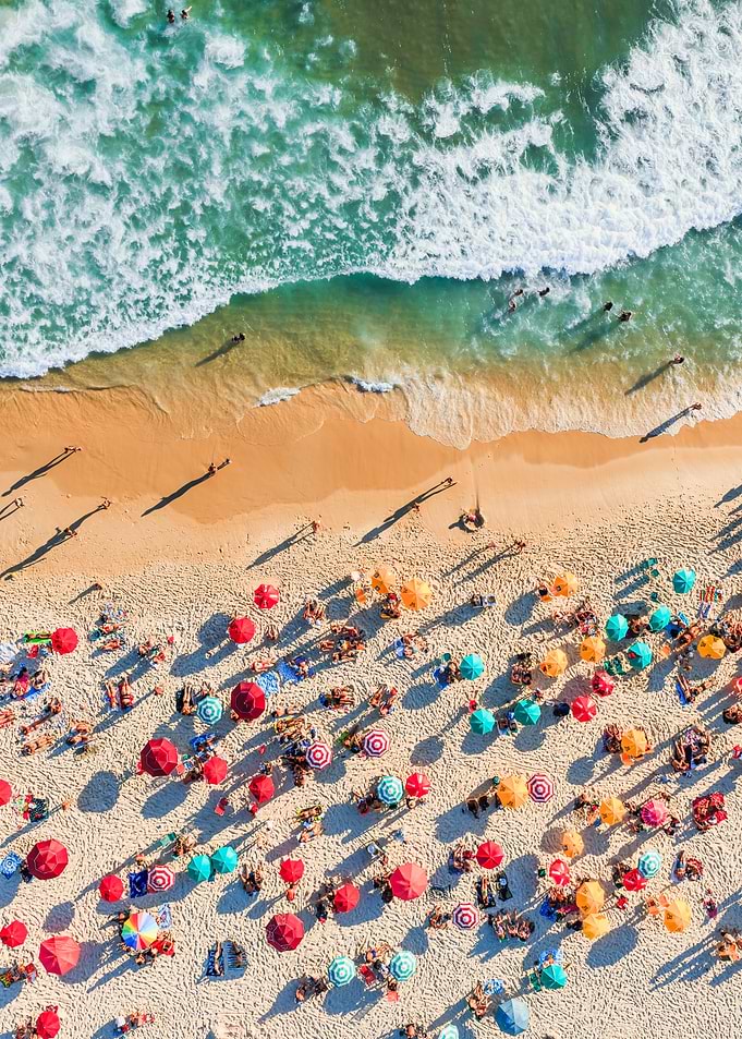 Aerial View of Crowded Beach
