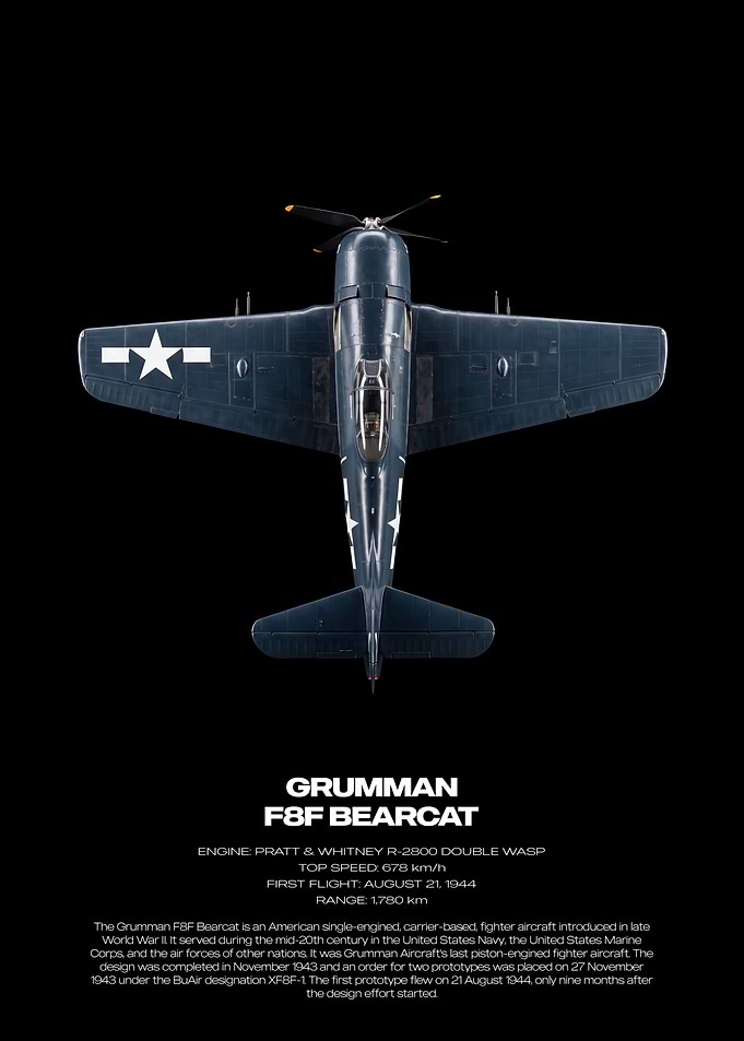 Grumman F8F Bearcat Technical Poster