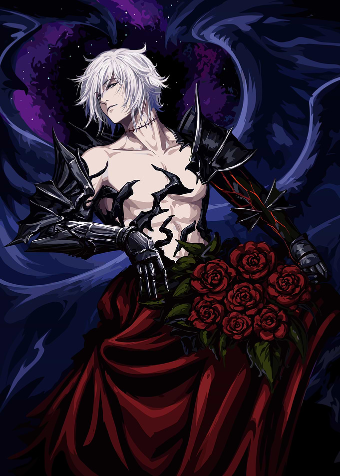 Lucifer Angel with Red Roses
