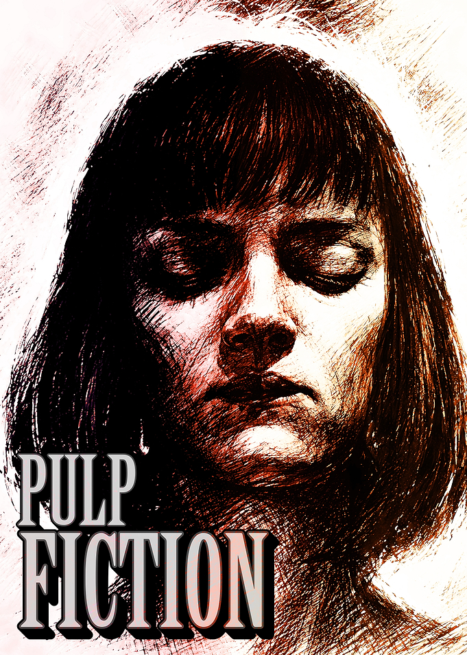 Mia Wallace Pulp Fiction Sketch Poster