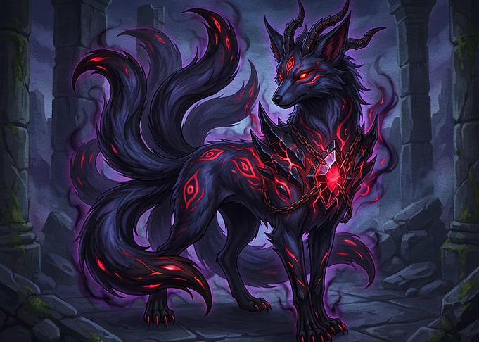 Dark Fantasy Nine-Tailed Demon Fox