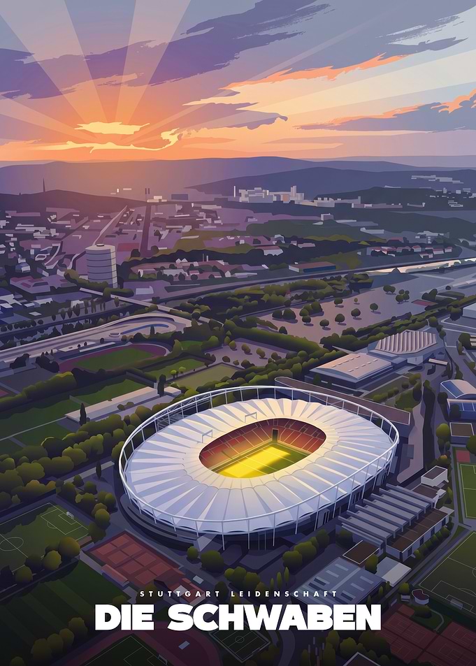 Stuttgart Stadium Sunset Poster