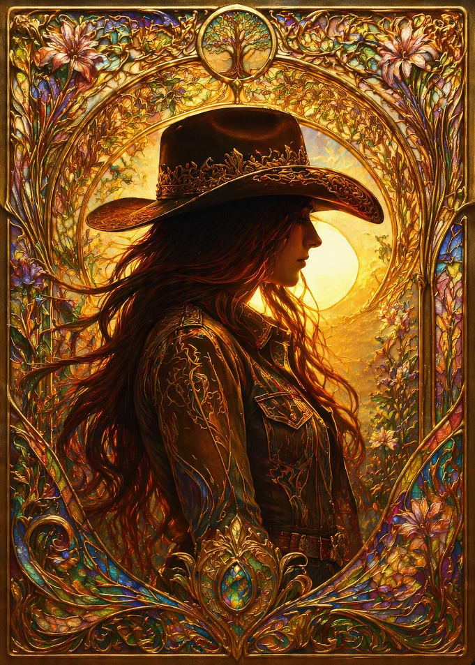 Art Nouveau Cowgirl Portrait