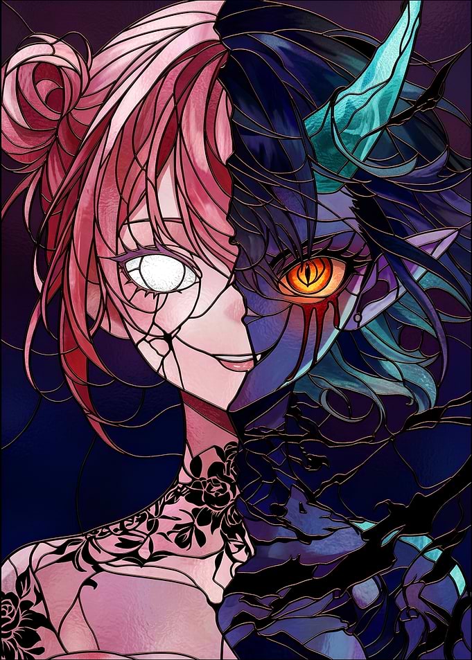 Duality Stained Glass Anime Portrait