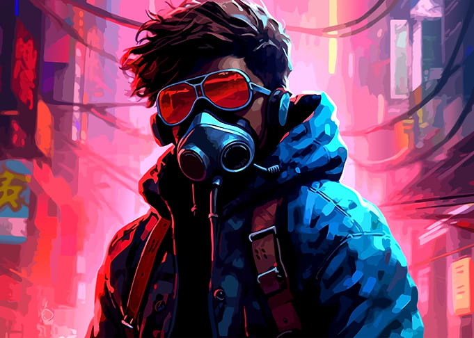 Cyberpunk Character in Neon City