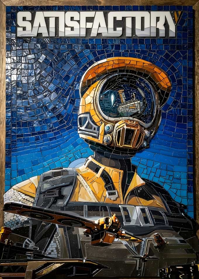 Satisfactory Game Mosaic Wall Art