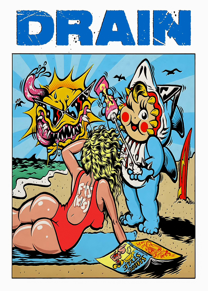 Drain Beach Scene Pop Art