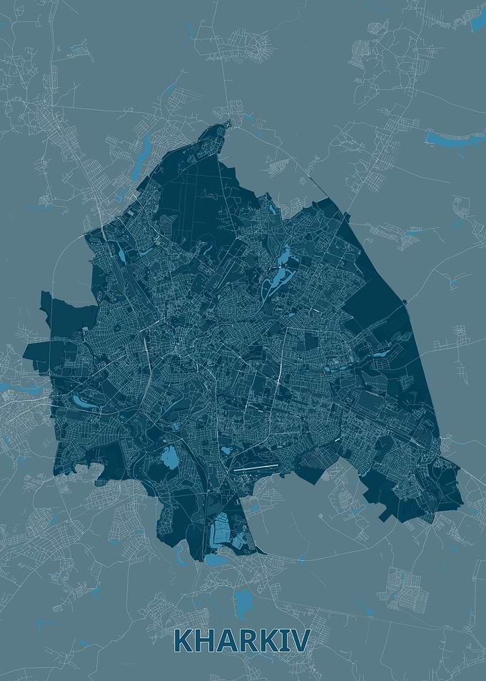 Minimalist Map of Kharkiv City