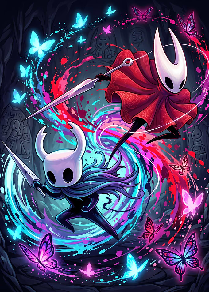 Hollow Knight and Hornet Battle Art