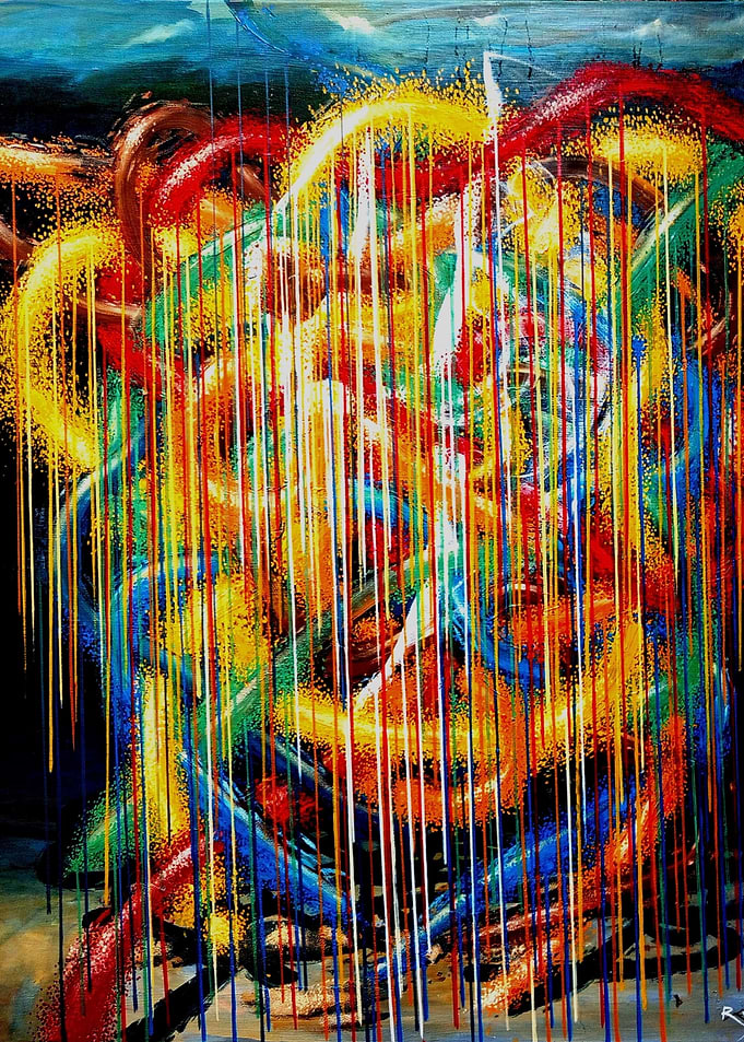 Vibrant Abstract Drip Painting