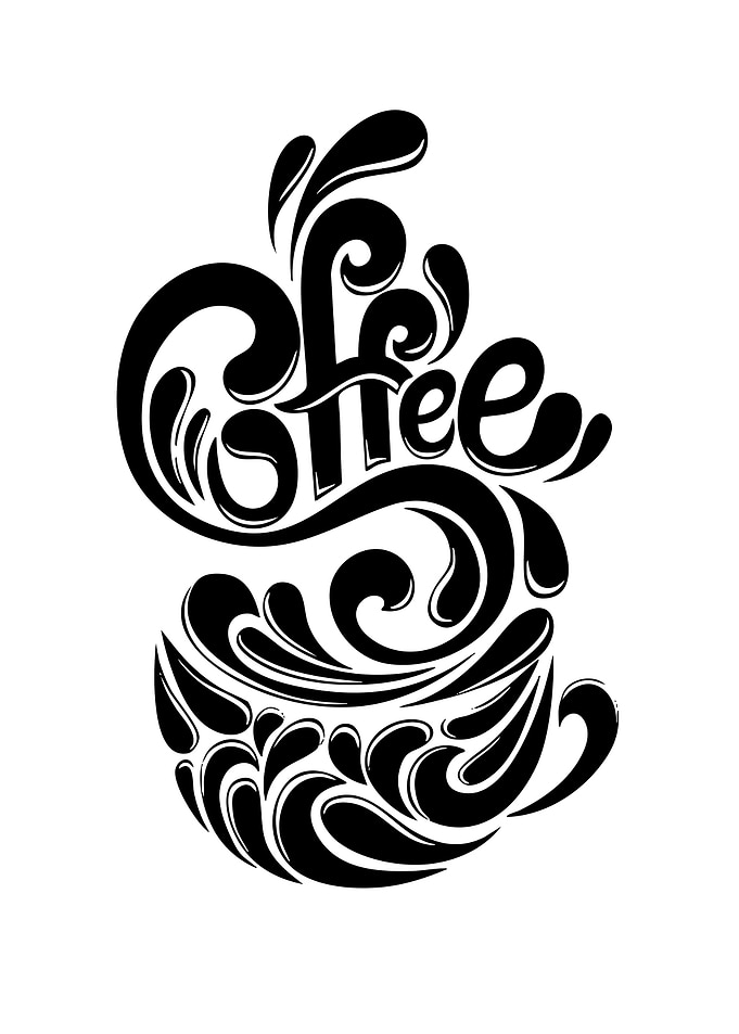 Swirly Coffee Cup Typography Art