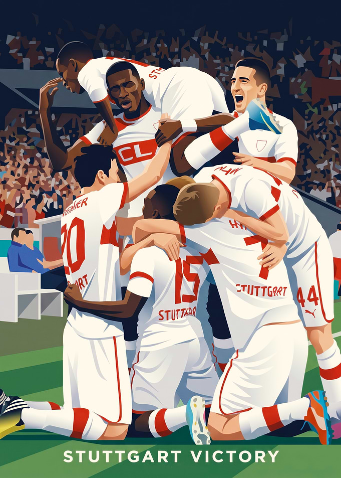 VfB Stuttgart Soccer Team Victory Celebration