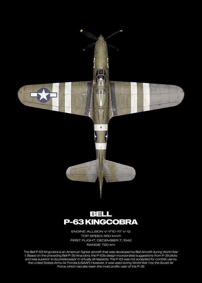 Bell P-63 Kingcobra Fighter Aircraft Poster