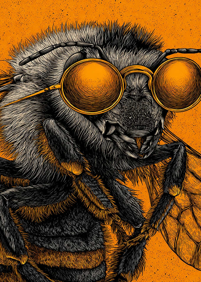Cool Bumblebee Wearing Orange Sunglasses