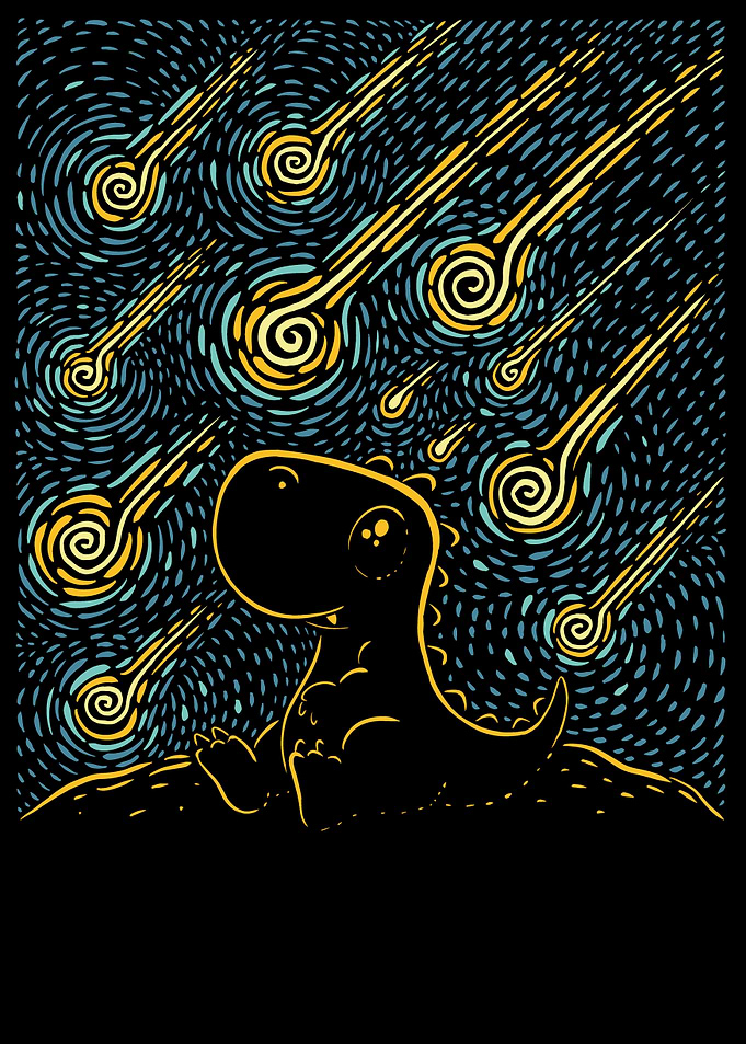 Cute Dinosaur Watching Meteor Shower